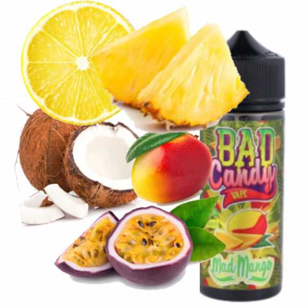 Mango, Lemon, Maracuja, Kokos, Ananas, Kühle Mad Mango Bad Candy Aroma 20ml in 120ml Flasche