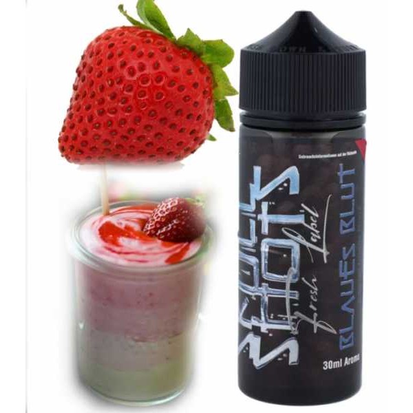 Erdbeeren Joghurt Blaues Blut Liquid Aroma 30ml in 120ml Flasche Skull Shots