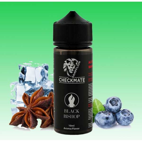 (Anis, Blaubeeren und Koolada) Liquid Dampflion Black Bishop Aroma 10ml  Checkmate Shake & Vape
