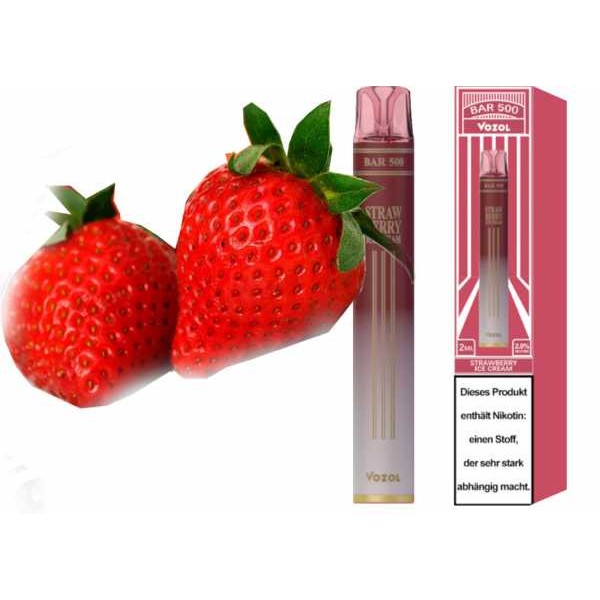 Erdbeeren Koolada Straw ICE Vozol Bar 500 Einweg Zigarette NicSalt 20mg