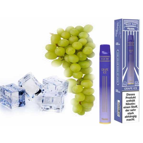 Kühle Trauben Menthol Iced Grape ICE Vozol Bar 500 Einweg Zigarette NicSalt 20mg Nikotinsalz