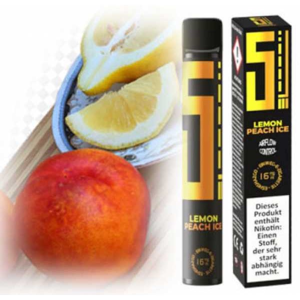 Lemon Peach Ice 5EL Pfirsich Zitrone Einweg E-Zigarette 16mg 0mg Shisha