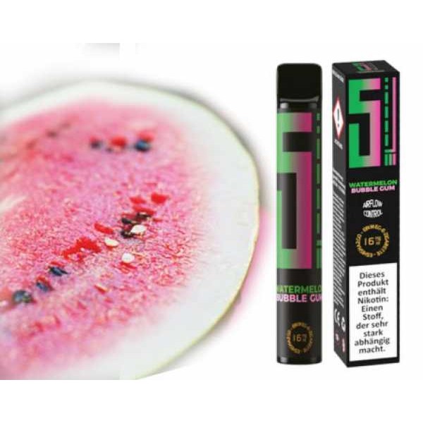 Watermelon Bubble Gum 5EL Kaugummi Wassermelone Einweg E-Zigarette 16mg 0mg Shisha