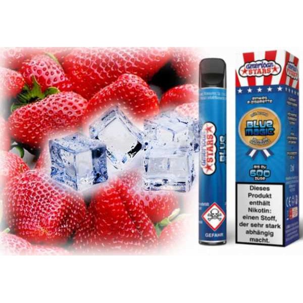 Blue Magic Einweg E-Zigarette Himbeeren Erdbeeren Menthol 600 Züge American Stars