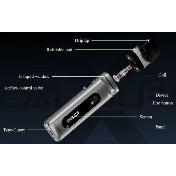 Caliburn X Pod E-Zigarette 20W Uwell Zugschalter Display