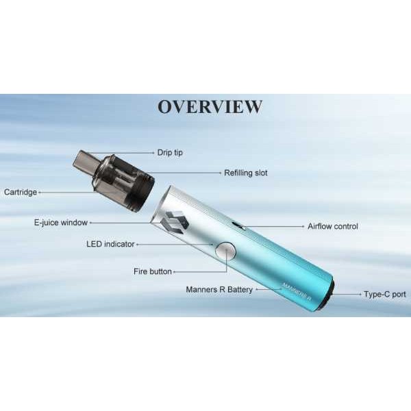 Manners R Pod E-Zigarette Unterdruckschalter Vapefly 11 bis 22W 1000 mAh